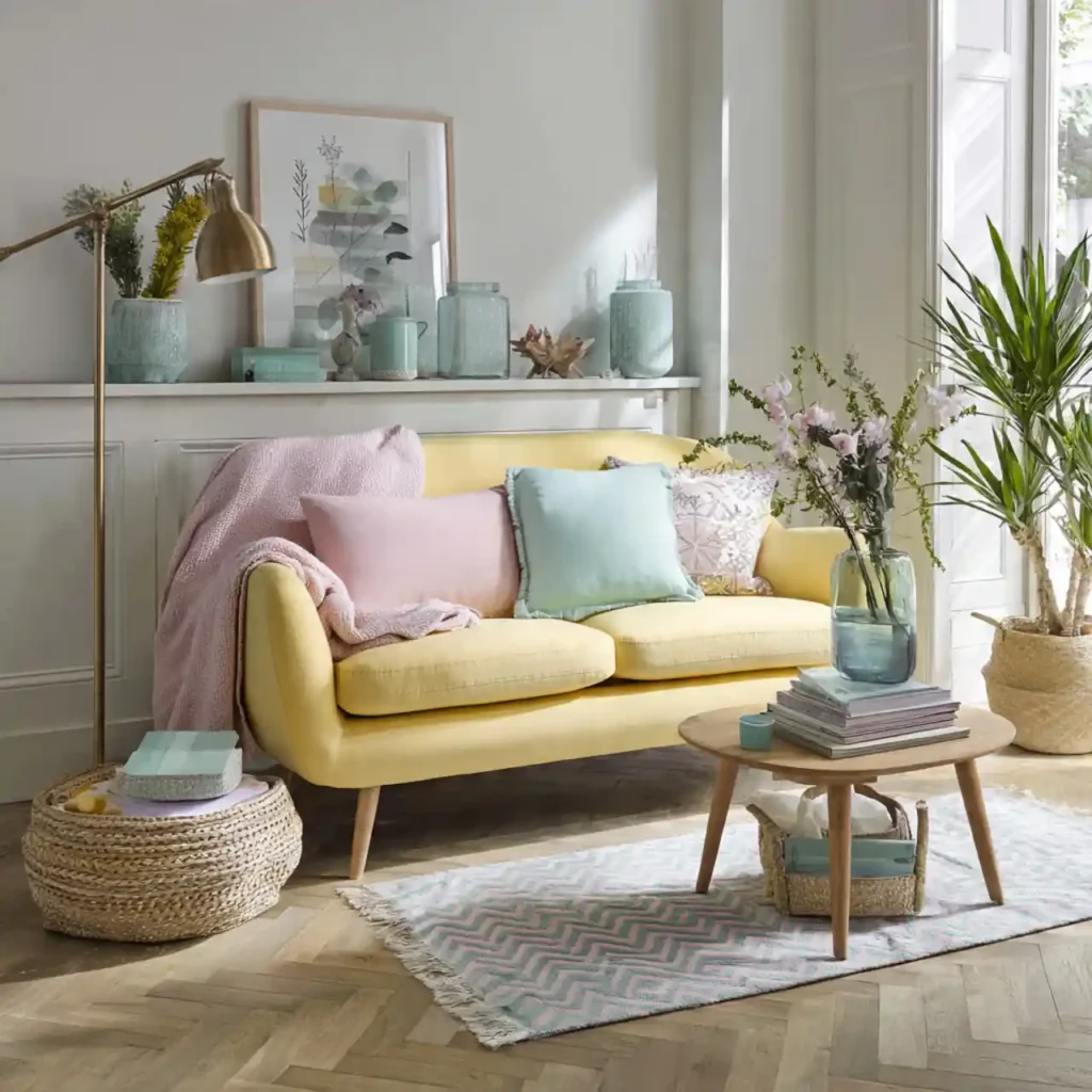 28-Yellow Couch Living Room Idea