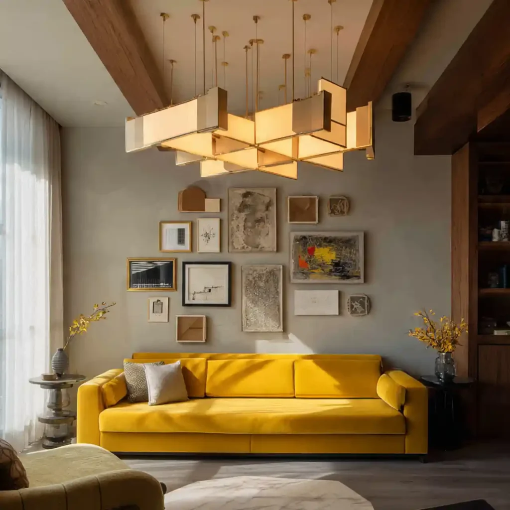 29-Yellow Couch Living Room Idea