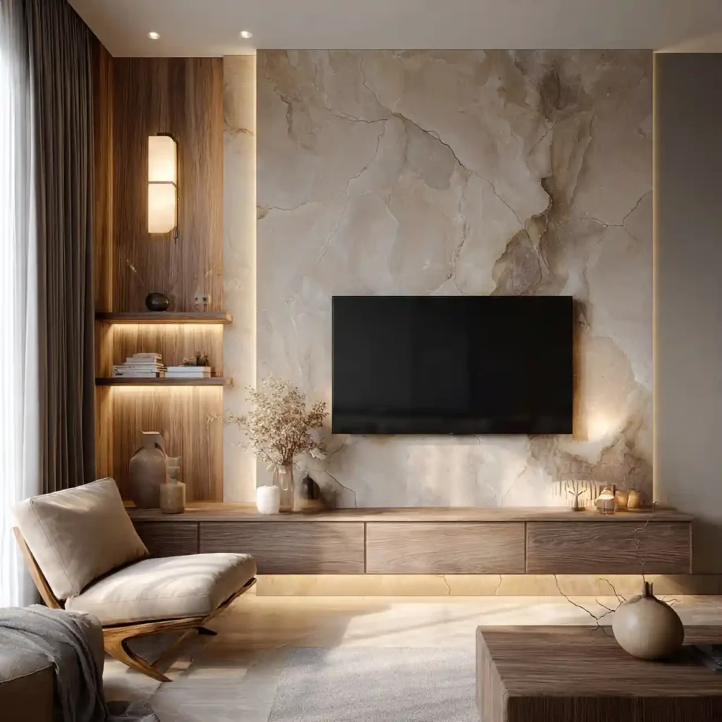 3-Modern Marble TV Wall Idea