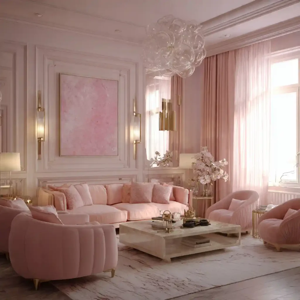 30-Pink Living Room Ideas