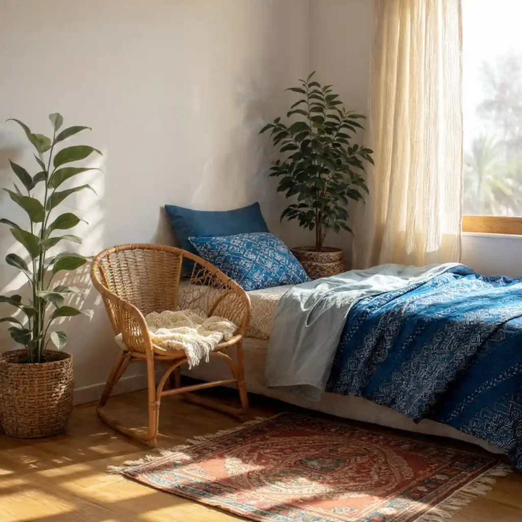 4-Budget-Friendly Blue Boho Bedroom Idea