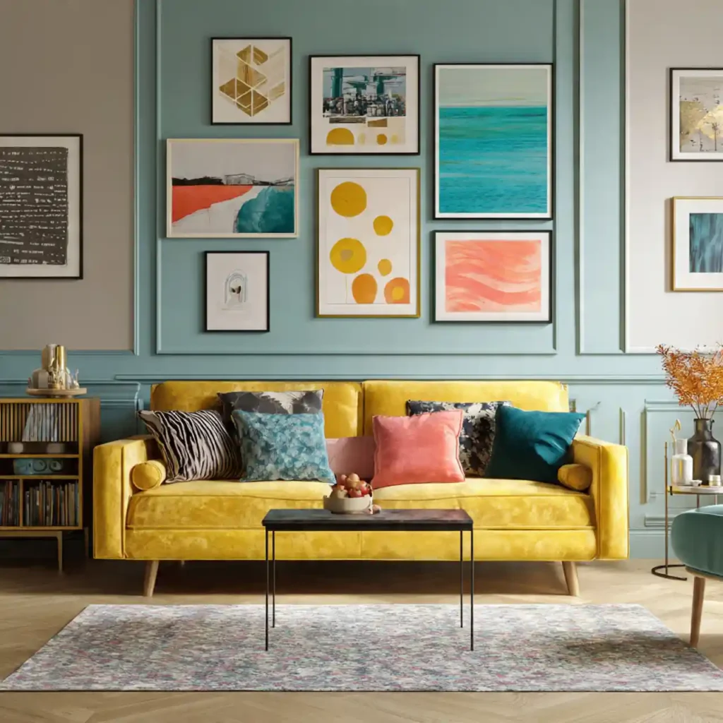 4-Yellow Couch Living Room Idea