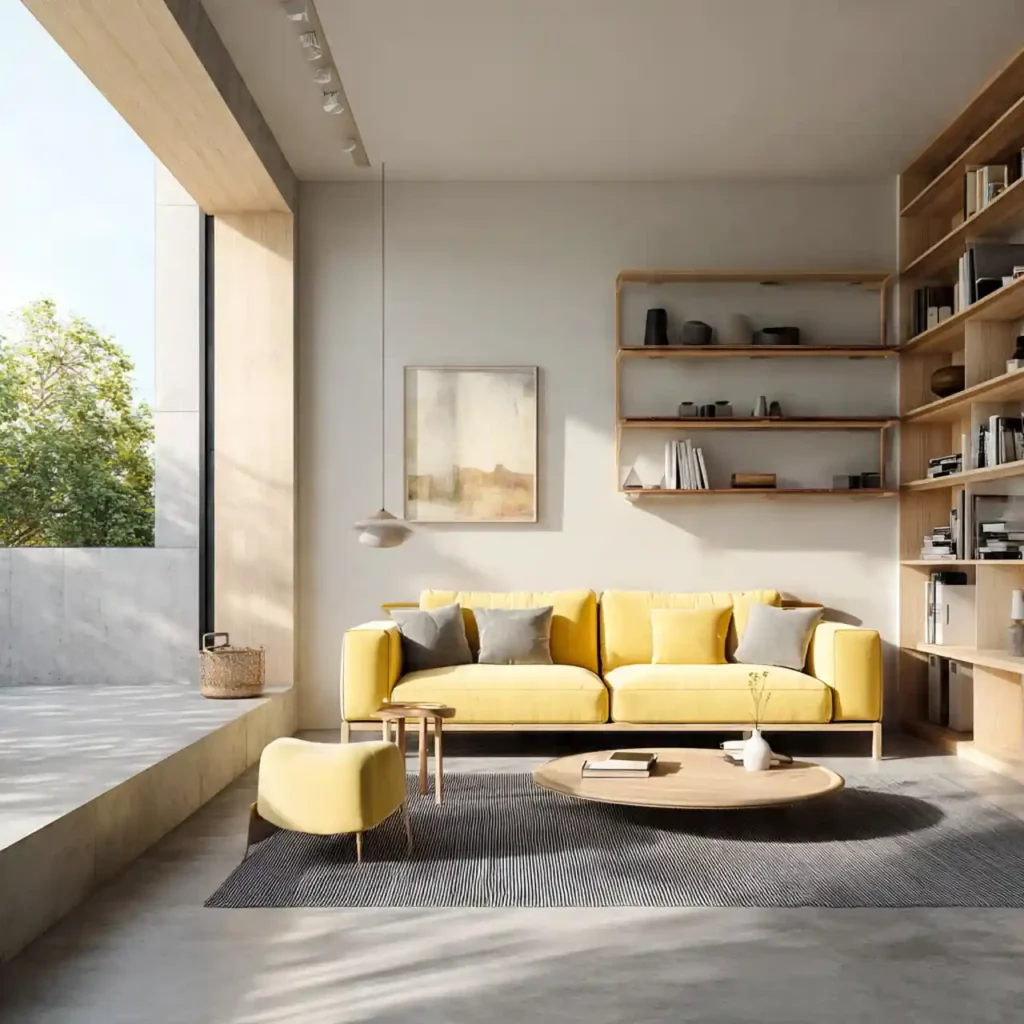 5-Yellow Couch Living Room Idea