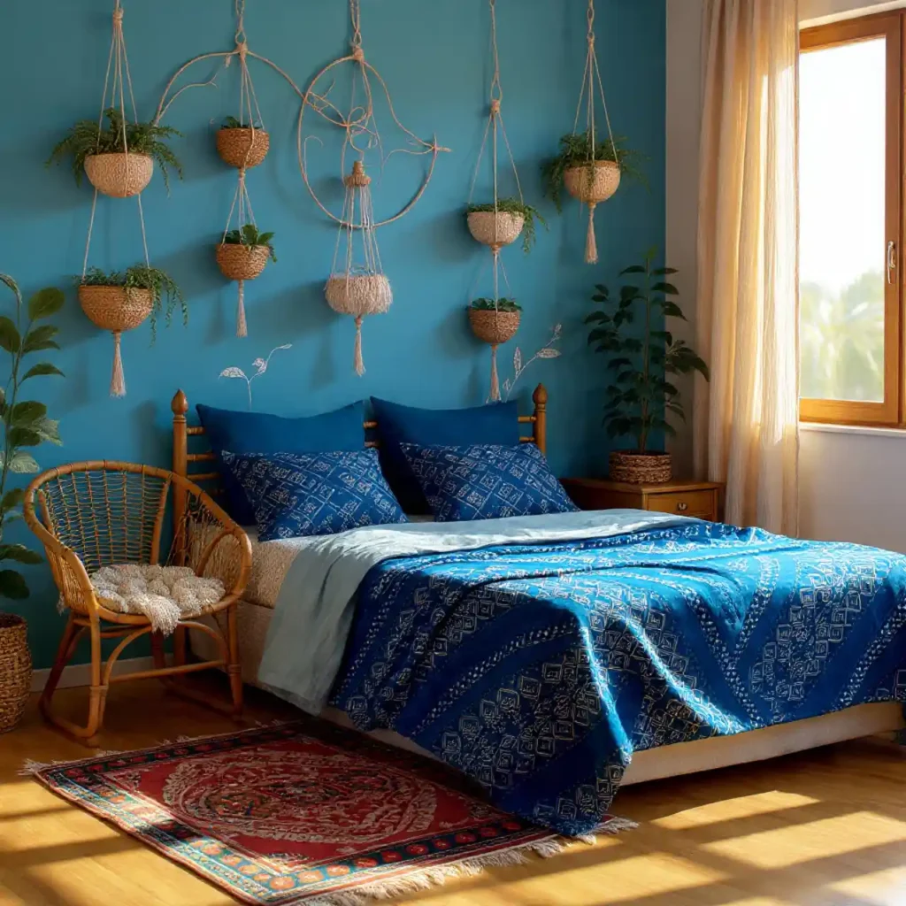 6-Budget-Friendly Blue Boho Bedroom Idea