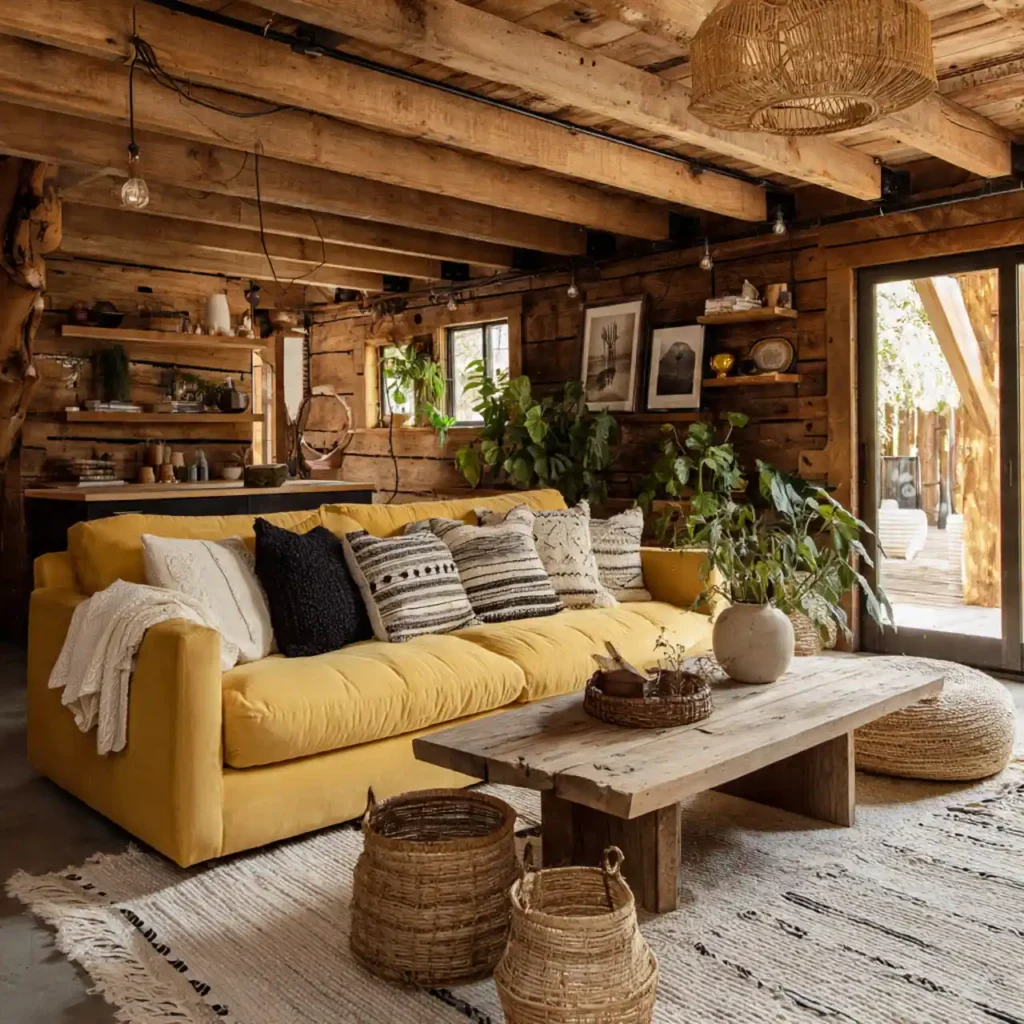 6-Yellow Couch Living Room Idea