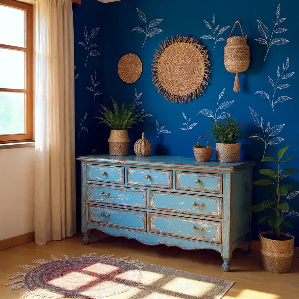 7-Budget-Friendly Blue Boho Bedroom Idea