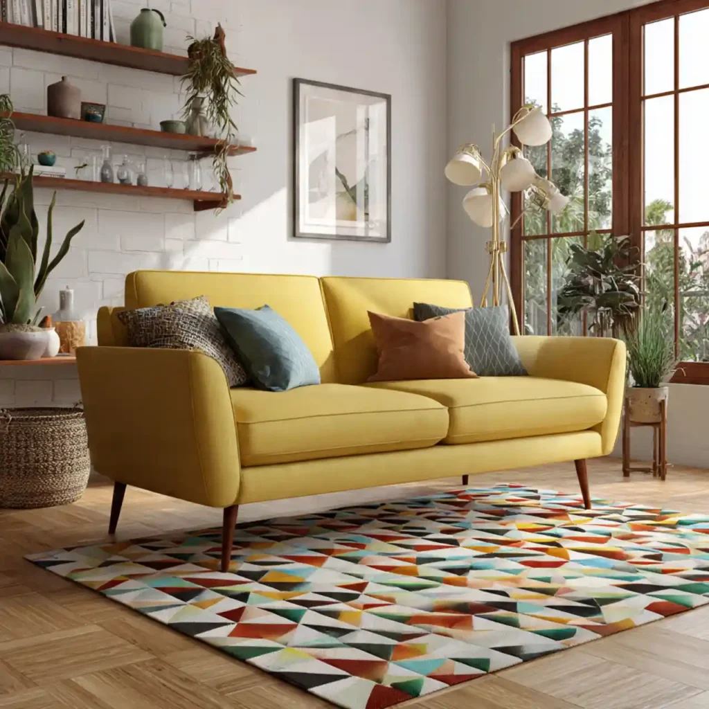 7-Yellow Couch Living Room Idea