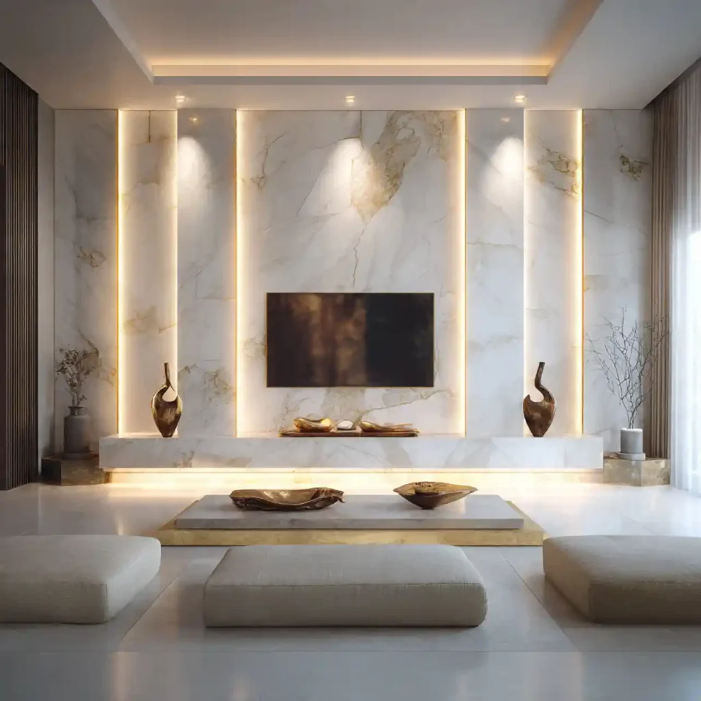 8-Modern Marble TV Wall Idea