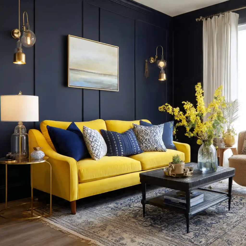 8-Yellow Couch Living Room Idea