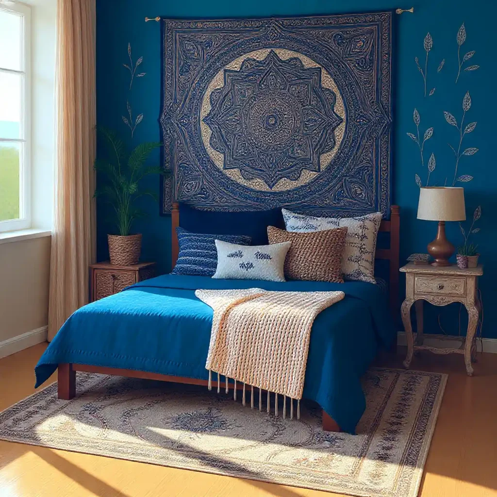 9-Budget-Friendly Blue Boho Bedroom Idea