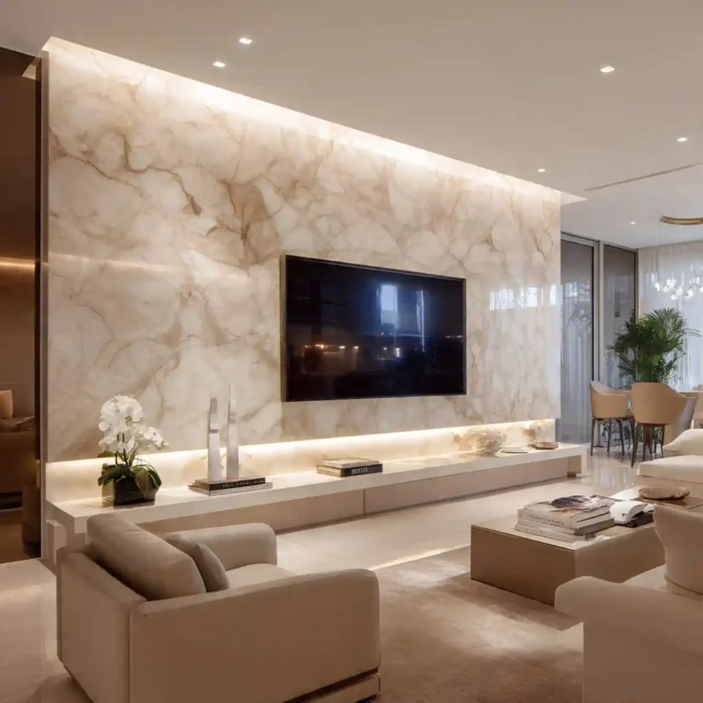 9-Modern Marble TV Wall Idea