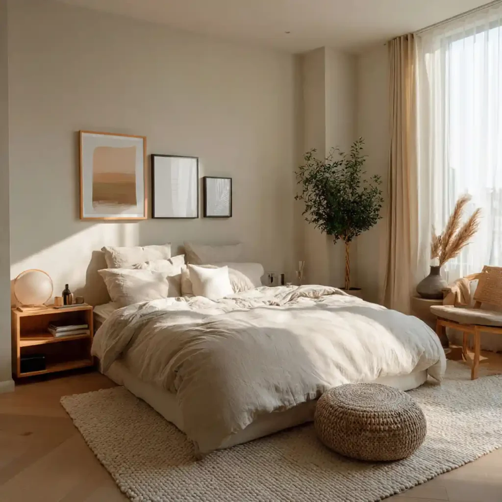1-Beige Japandi Bedroom Ideas