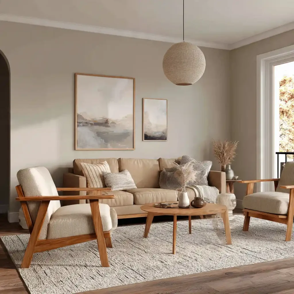 1- West Japandi Fusion Living Room Ideas