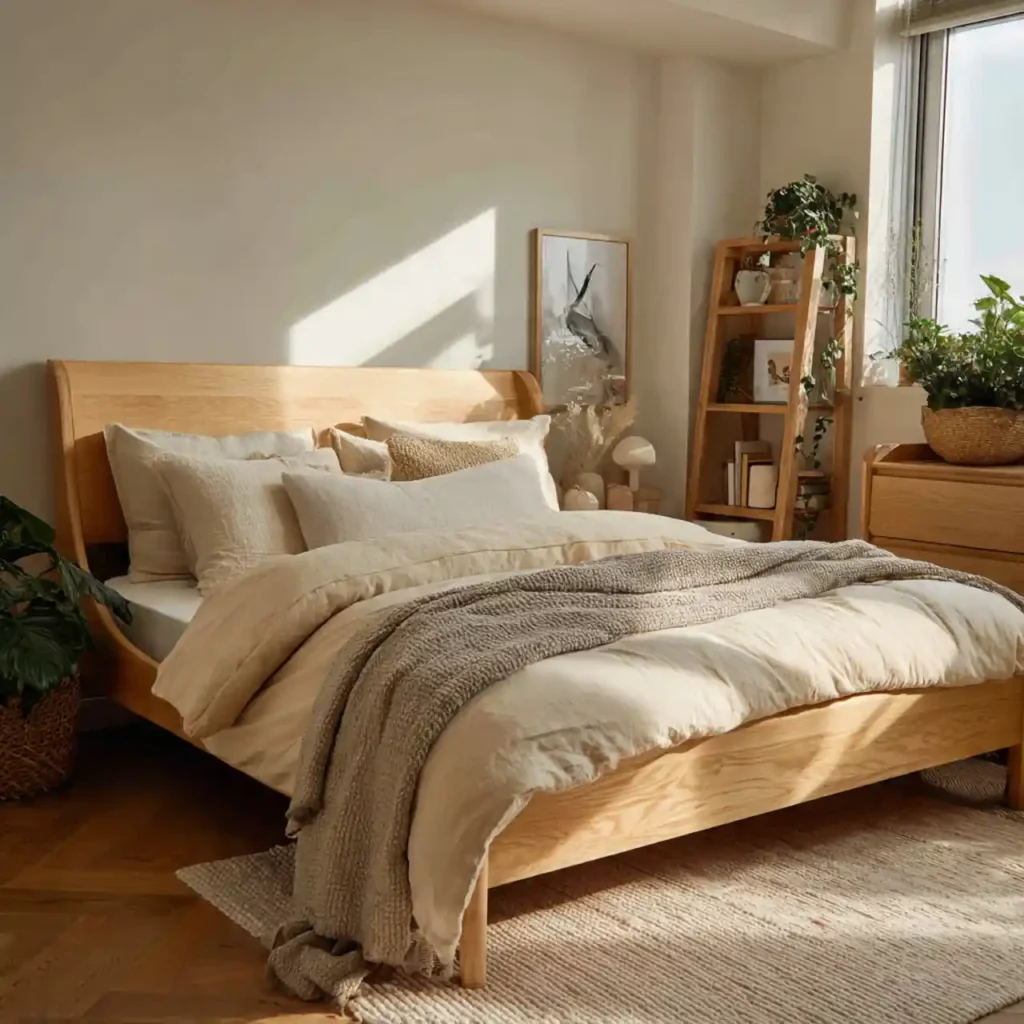 1-Wood Tone Japandi Bedroom Ideas