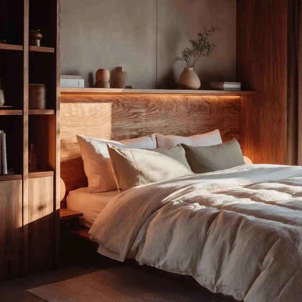 10-Wood Tone Japandi Bedroom Idea