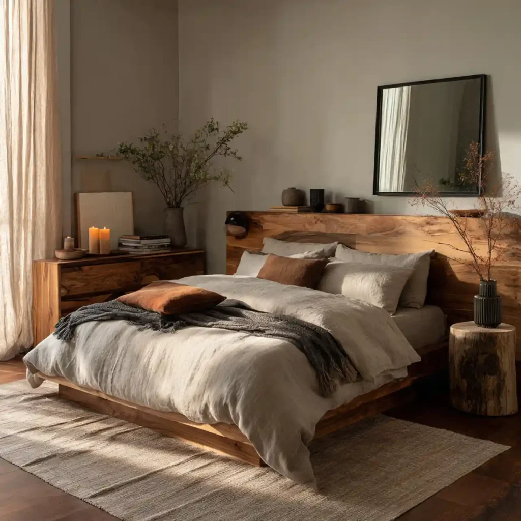 11-Wood Tone Japandi Bedroom Idea