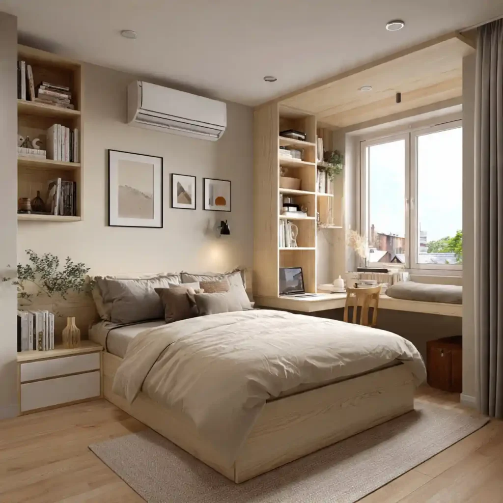 12-Beige Japandi Bedroom Idea