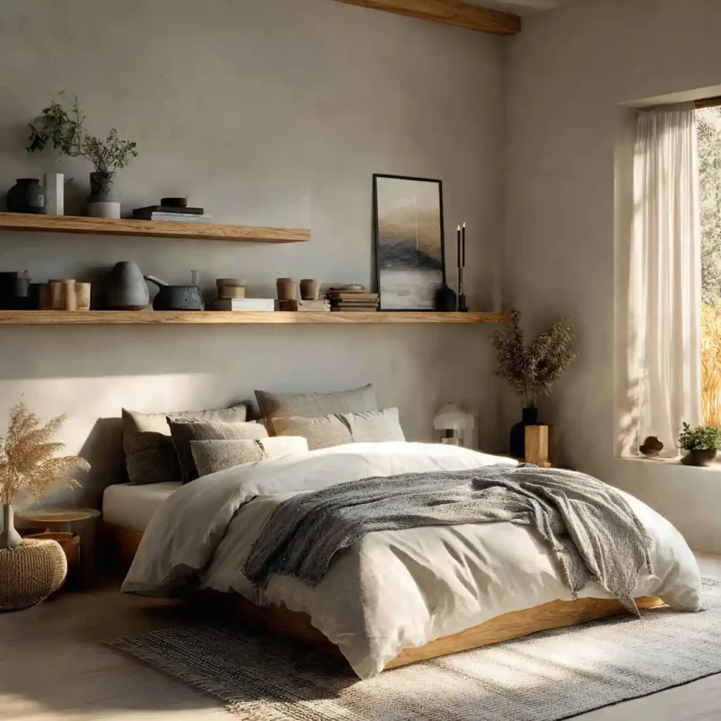 12-Wood Tone Japandi Bedroom Idea