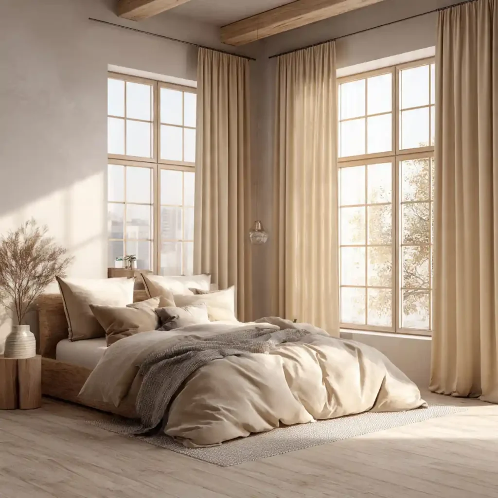 13-Beige Japandi Bedroom Idea