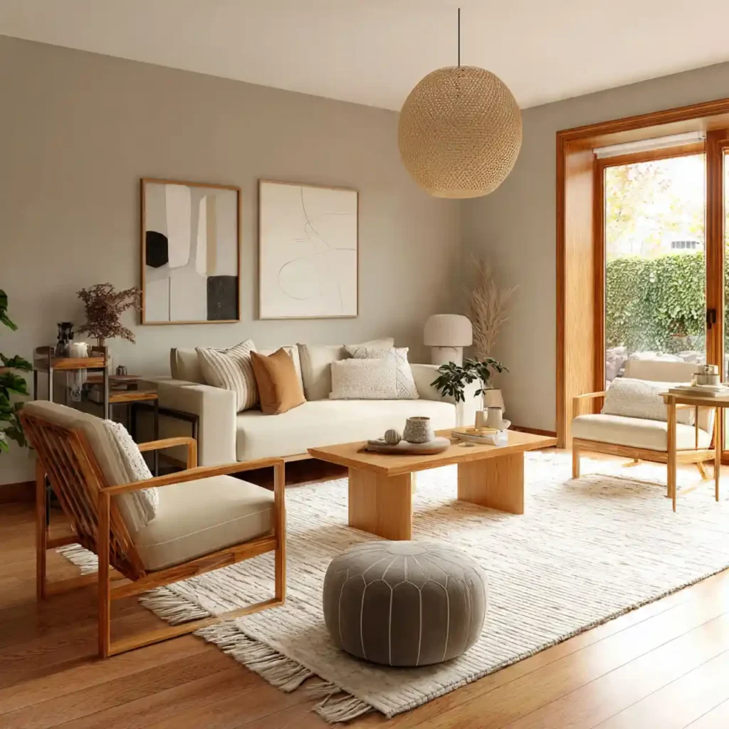 13- West Japandi Fusion Living Room Idea