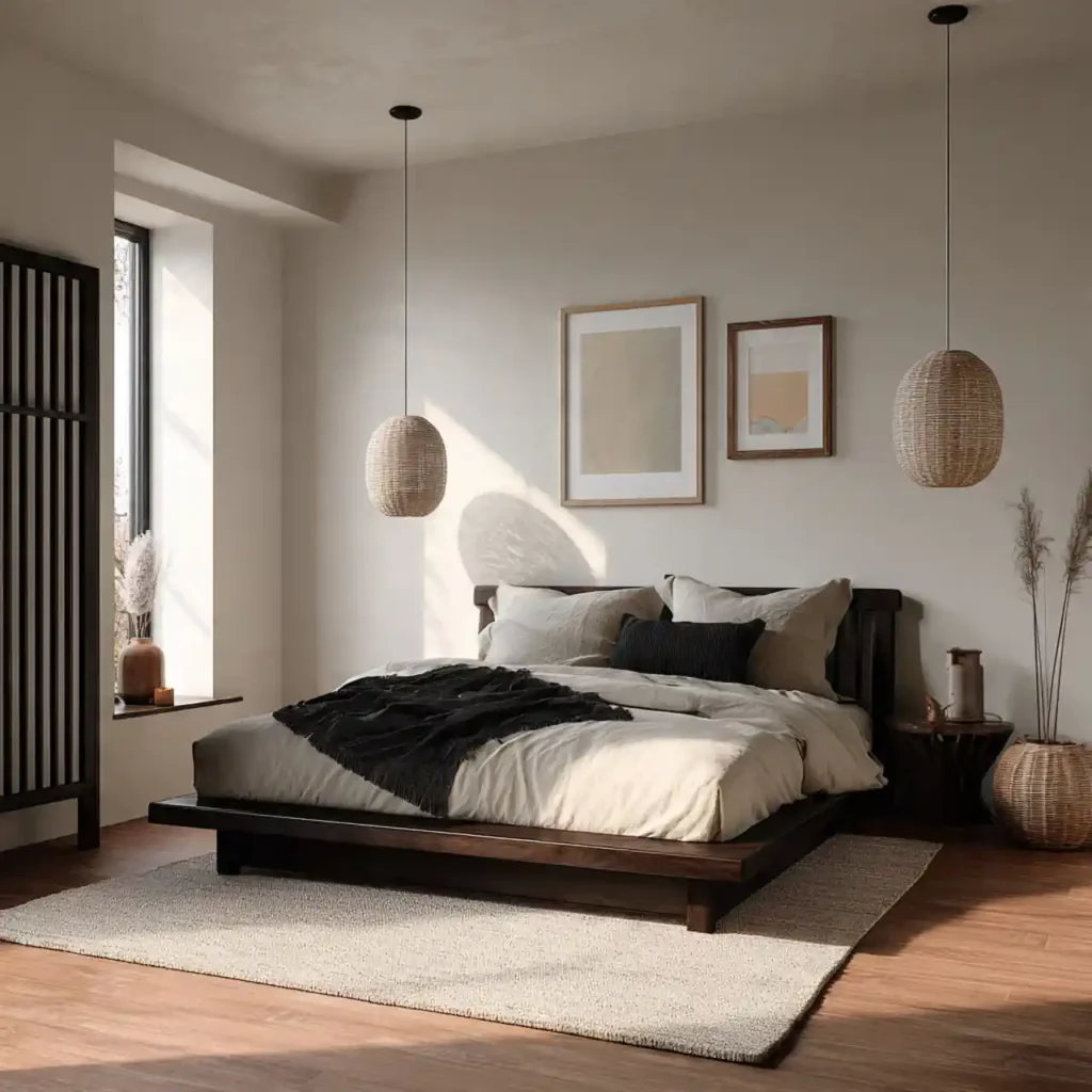 13-Wood Tone Japandi Bedroom Idea
