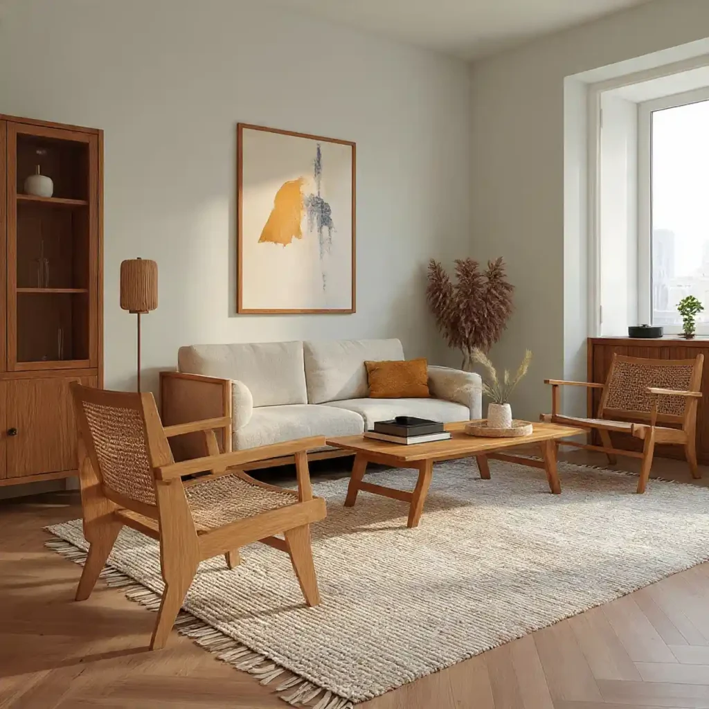 14- West Japandi Fusion Living Room Idea