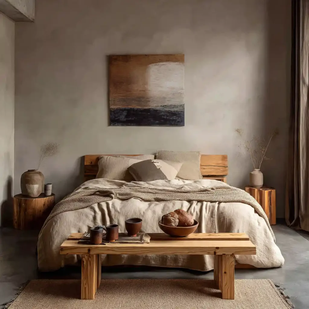 15-Wood Tone Japandi Bedroom Idea