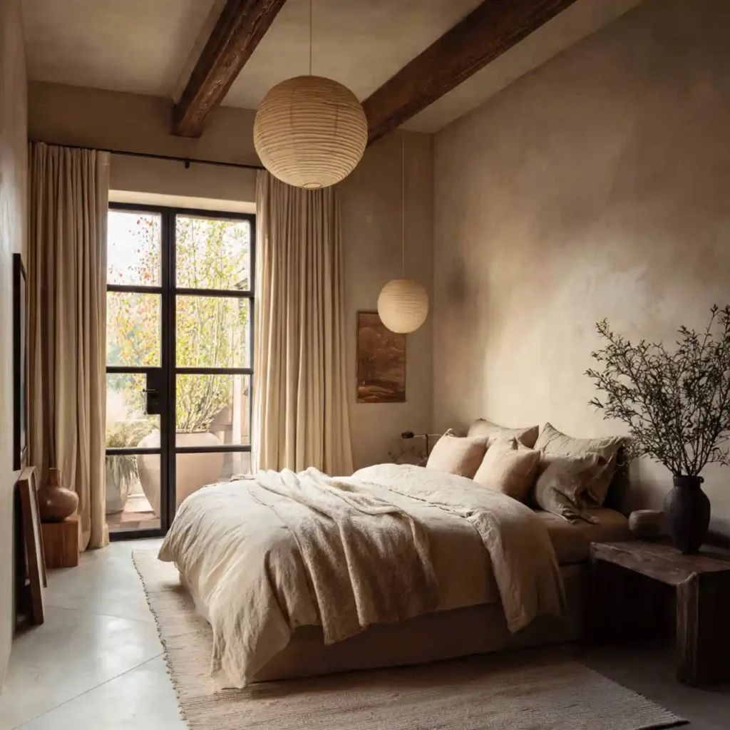 17-Beige Japandi Bedroom Idea