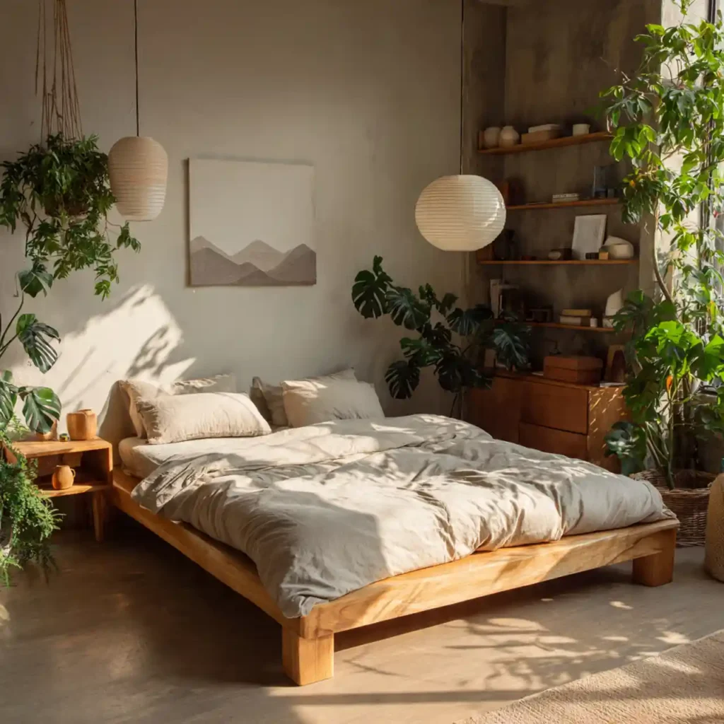 18-Wood Tone Japandi Bedroom Idea