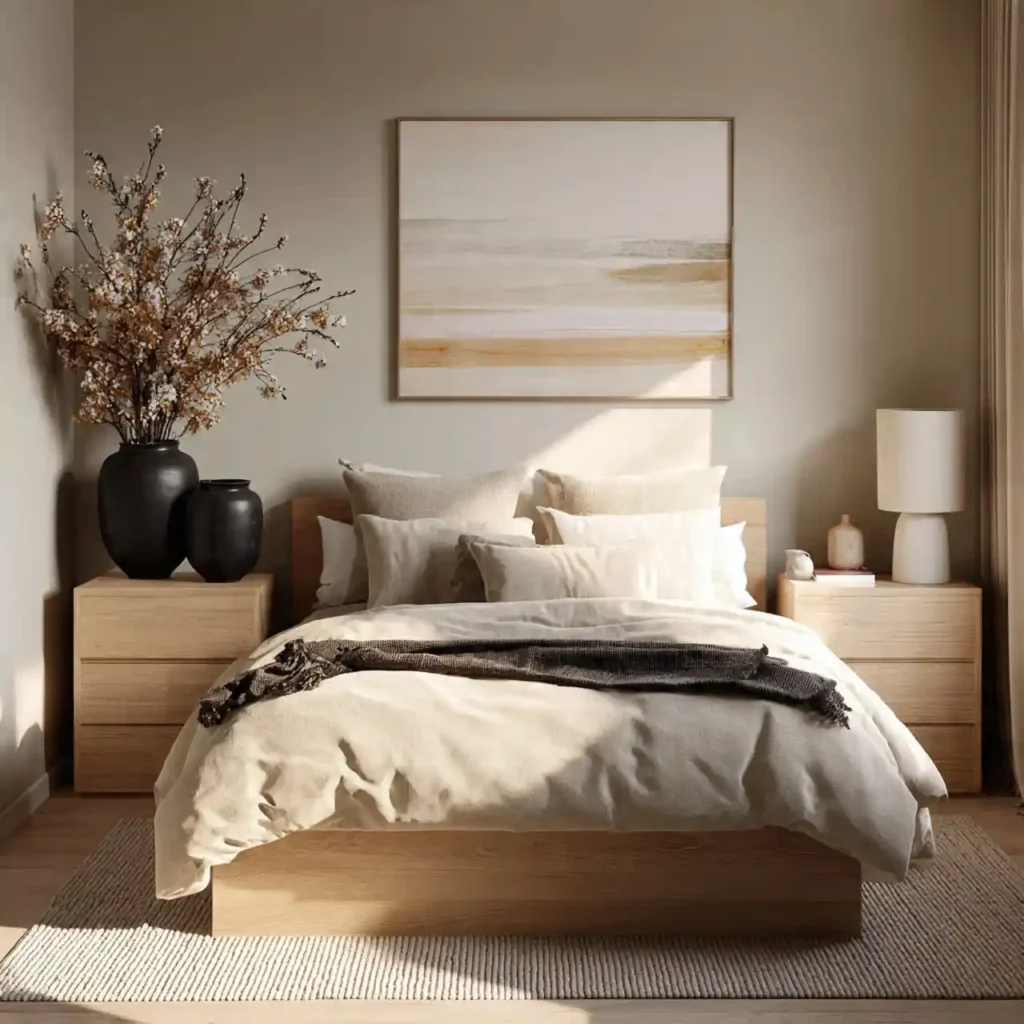19-Beige Japandi Bedroom Idea