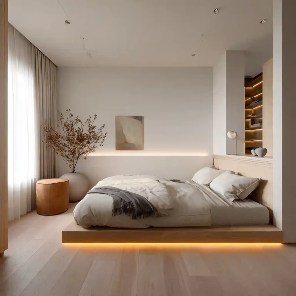 19-Warm Minimalist Bedroom Idea