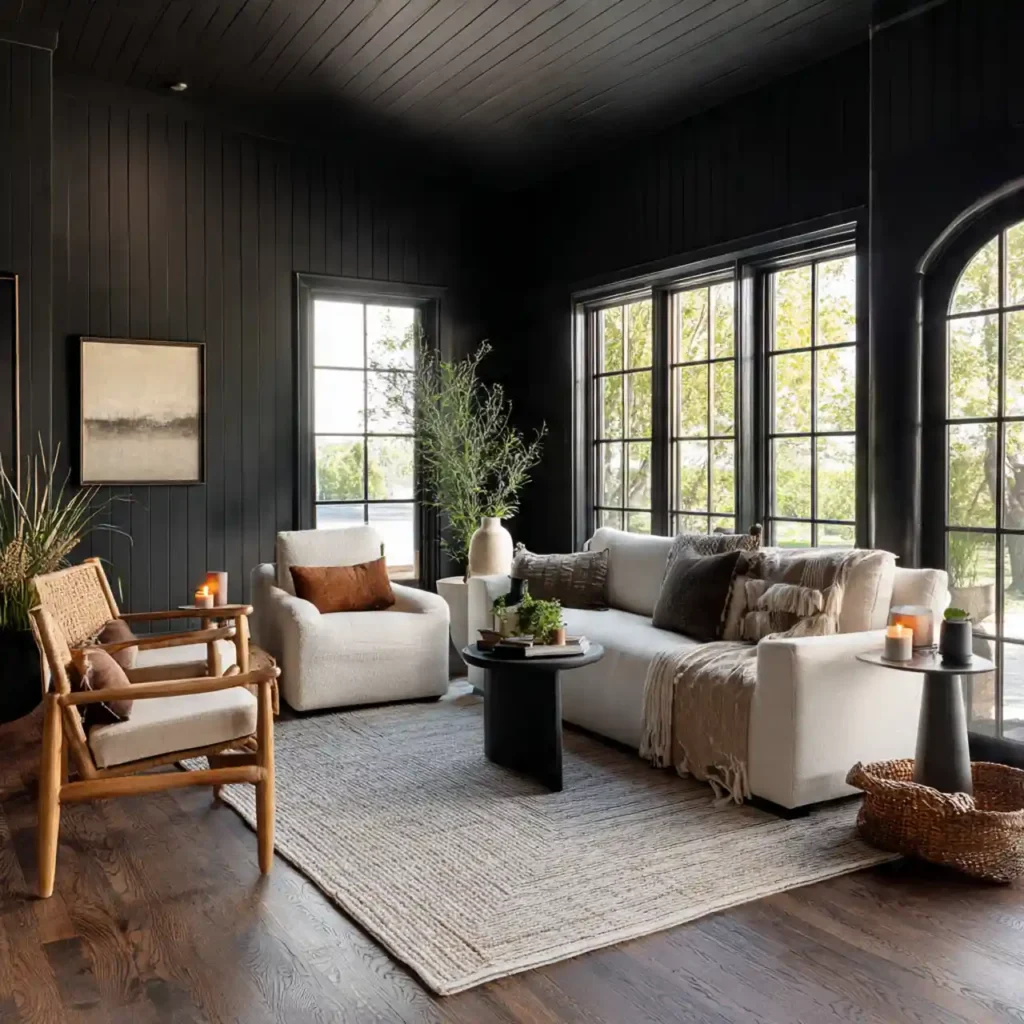 2-Black Shiplap Living Room Idea