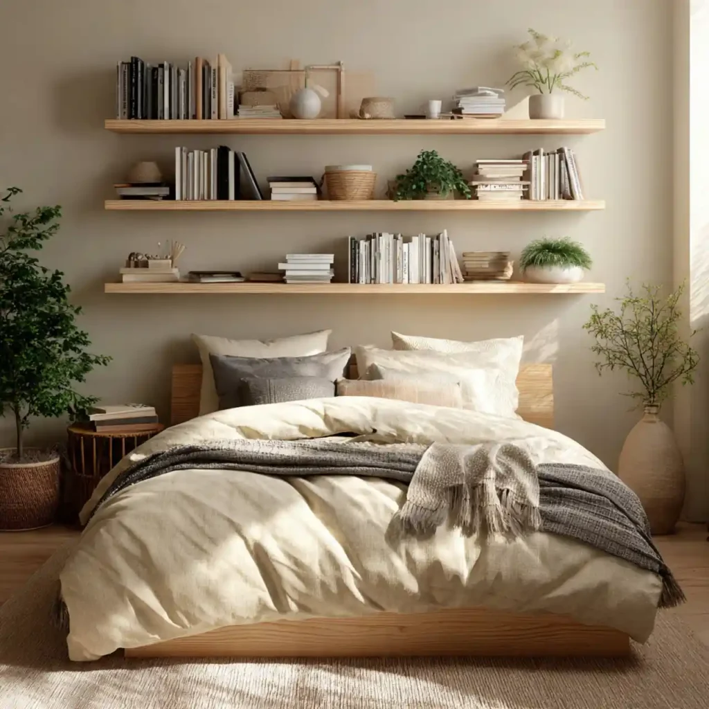 23-Beige Japandi Bedroom Idea