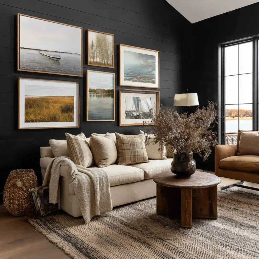 23-Black Shiplap Living Room Idea