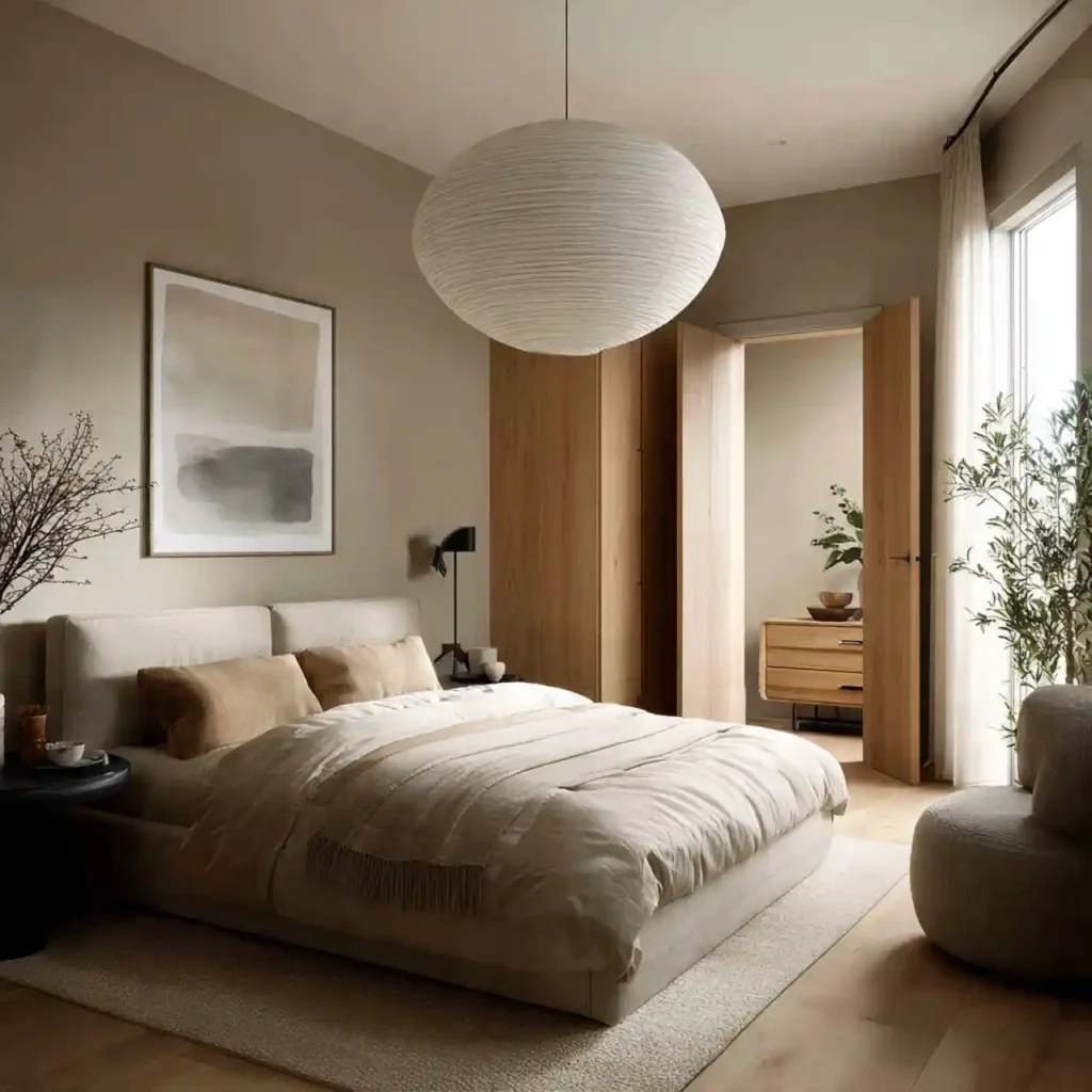 24-Beige Japandi Bedroom Idea