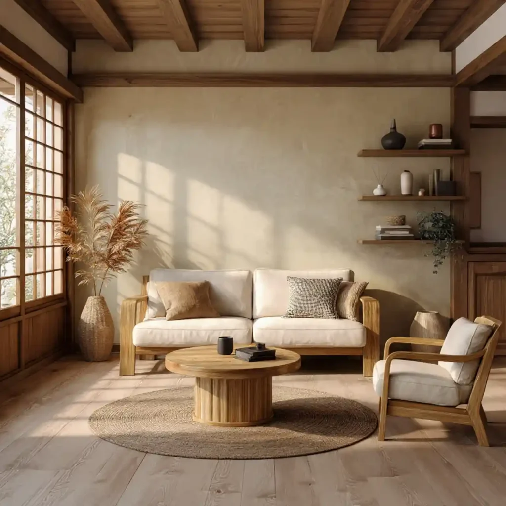 24- West Japandi Fusion Living Room Idea