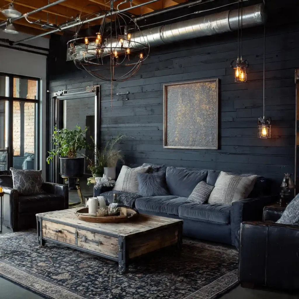 25-Black Shiplap Living Room Idea