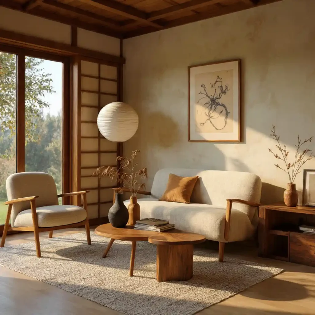 25- West Japandi Fusion Living Room Idea