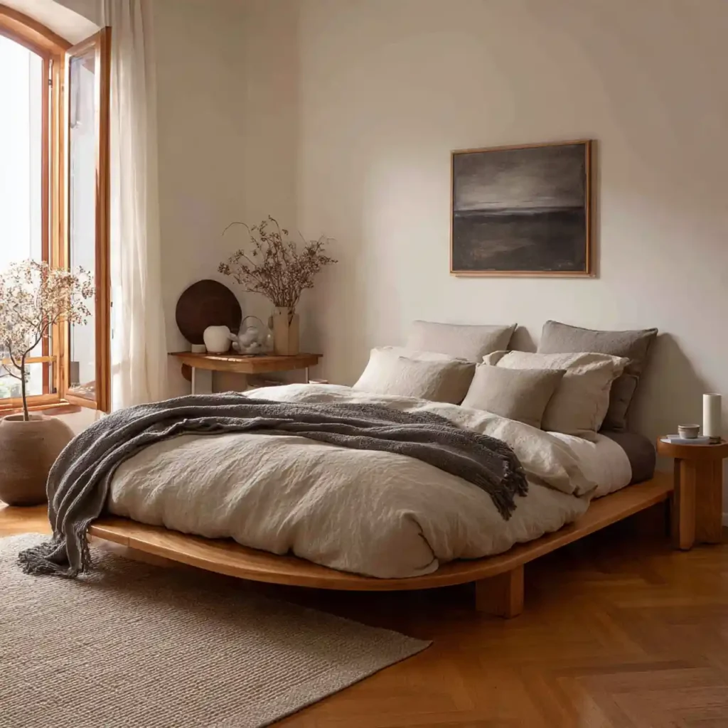 25-Wood Tone Japandi Bedroom Idea