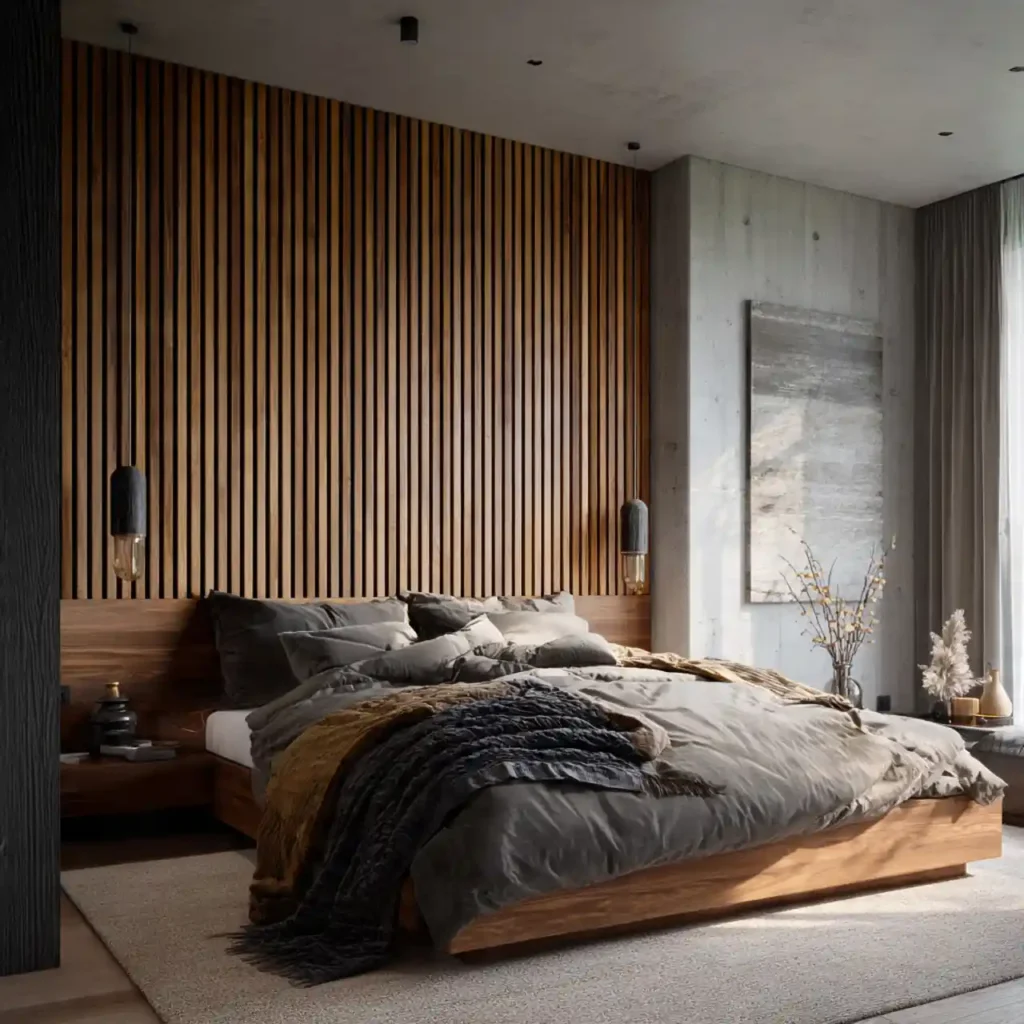 27-Wood Tone Japandi Bedroom Idea