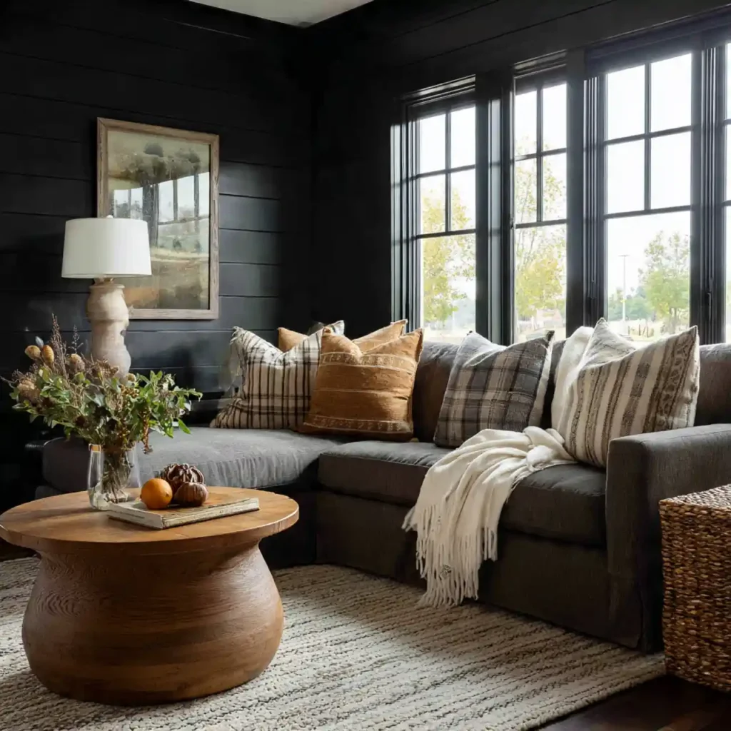 28-Black Shiplap Living Room Idea
