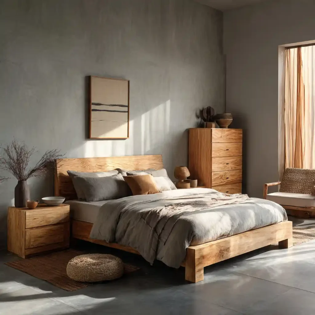 28-Wood Tone Japandi Bedroom Idea