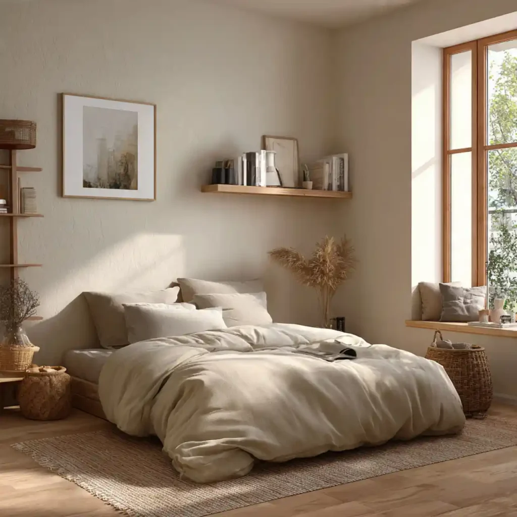 29-Beige Japandi Bedroom Idea