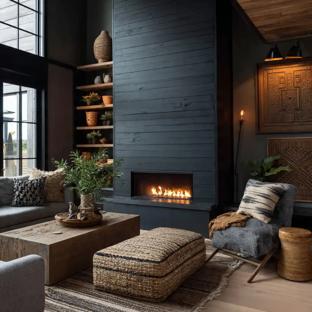 3-Black Shiplap Living Room Idea