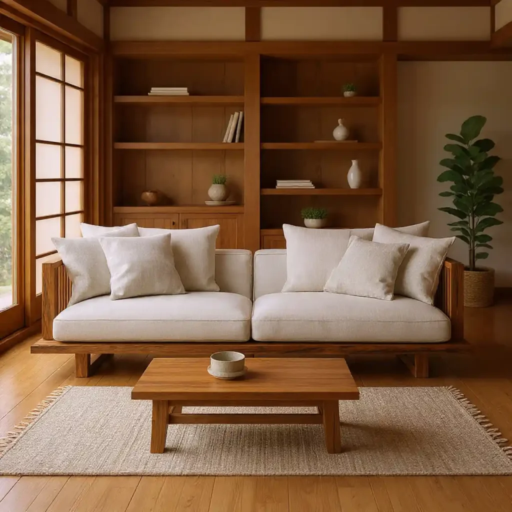 3- West Japandi Fusion Living Room Idea