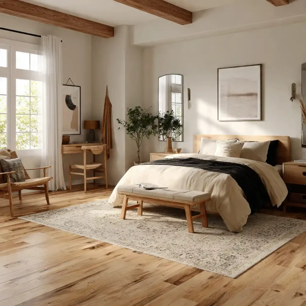 3-Wood Tone Japandi Bedroom Idea