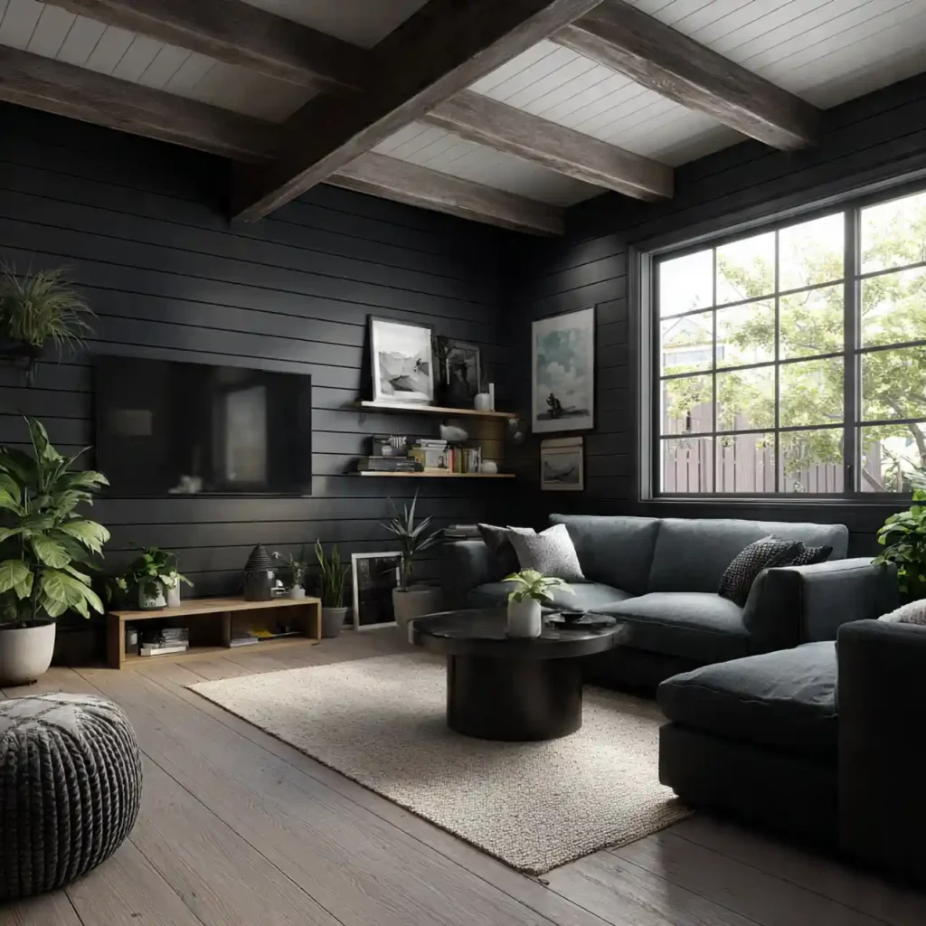 30-Black Shiplap Living Room Ideas