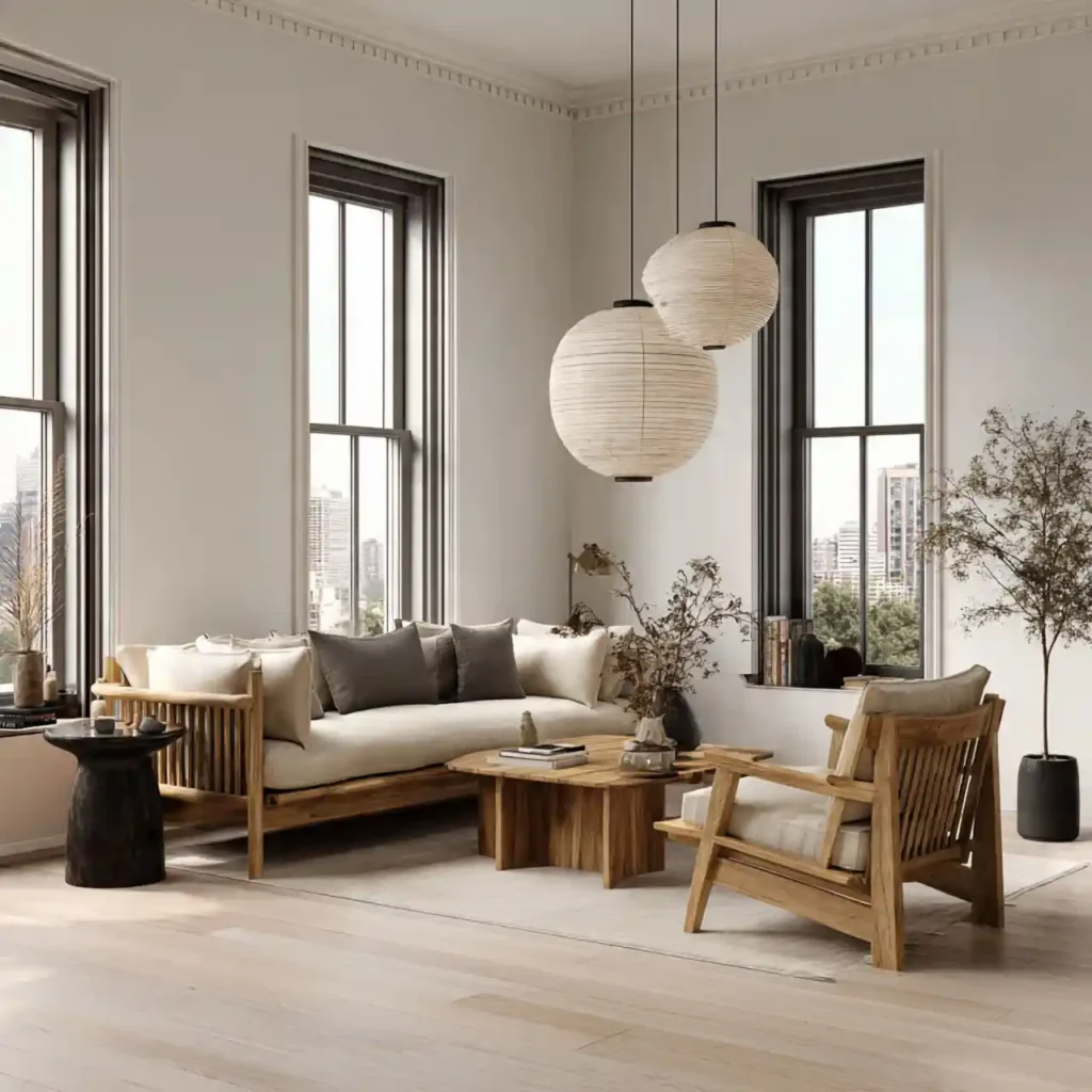 30- West Japandi Fusion Living Room Ideas