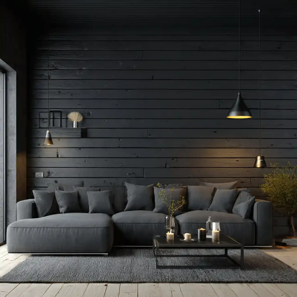 4-Black Shiplap Living Room Idea