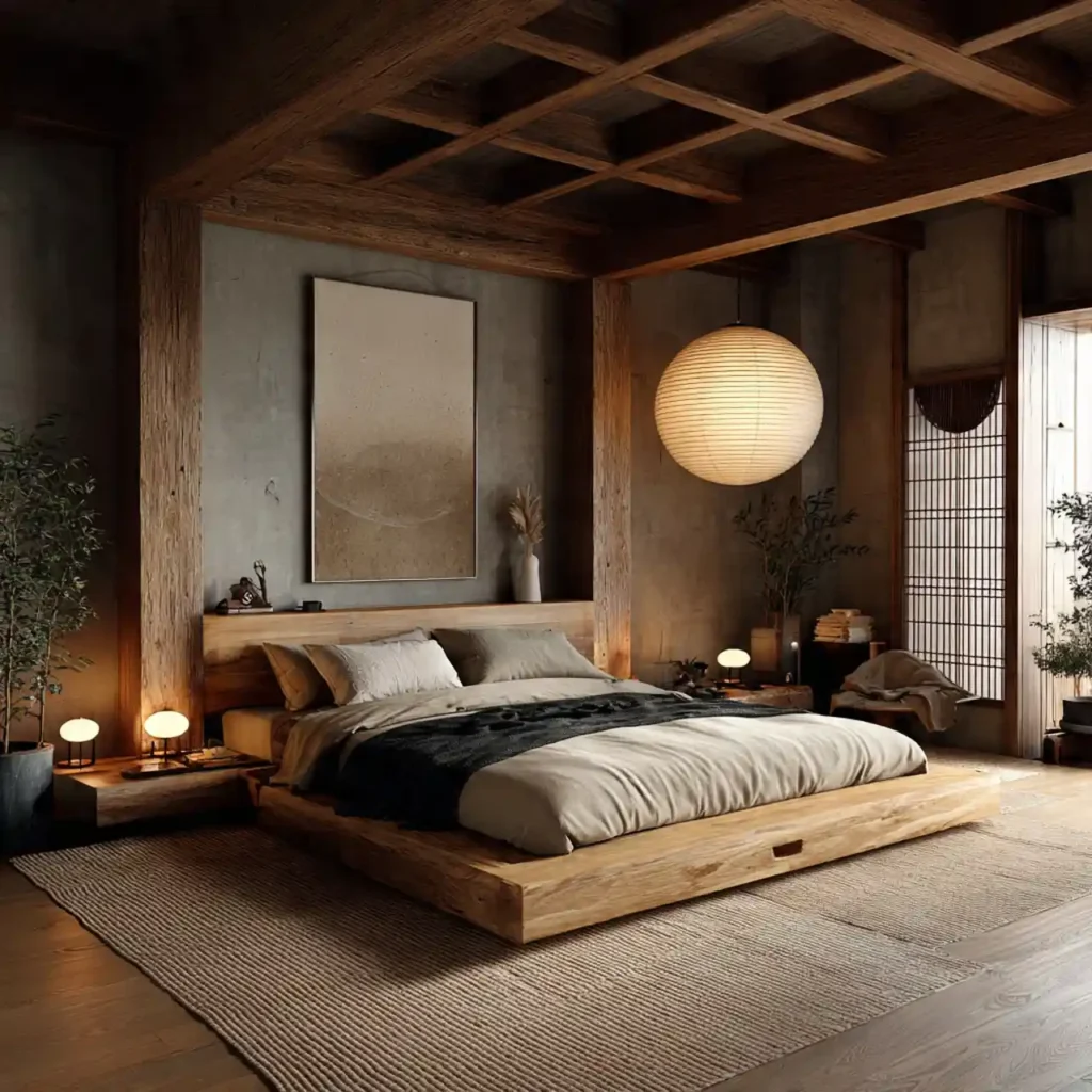 4-Wood Tone Japandi Bedroom Idea